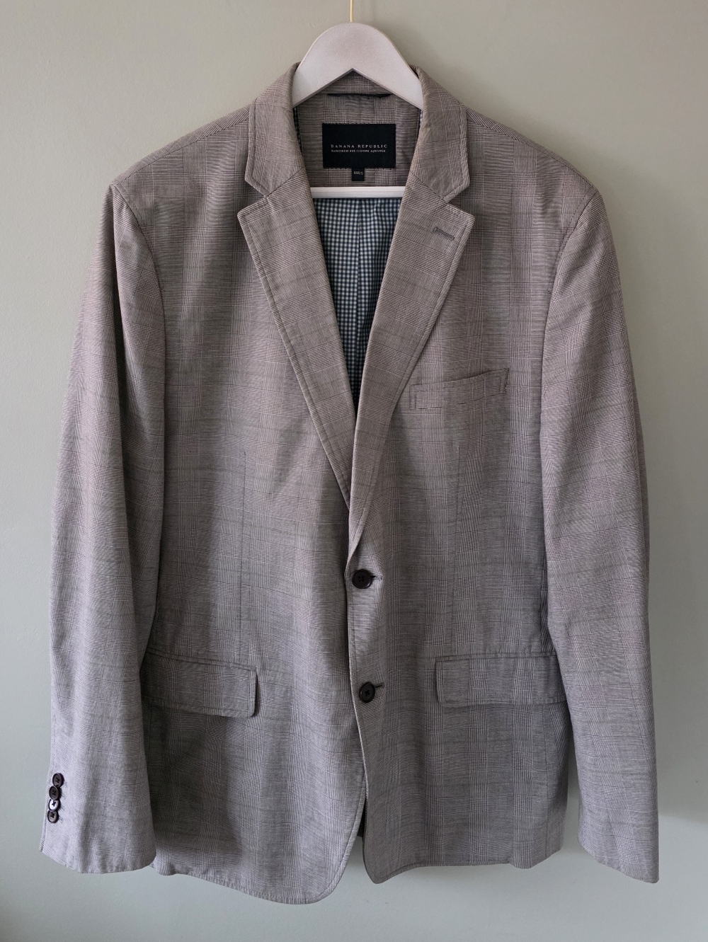 NWOT Banana Republic 44R Old Money Modern Preppy Glen Plaid Houndsooth Blazer